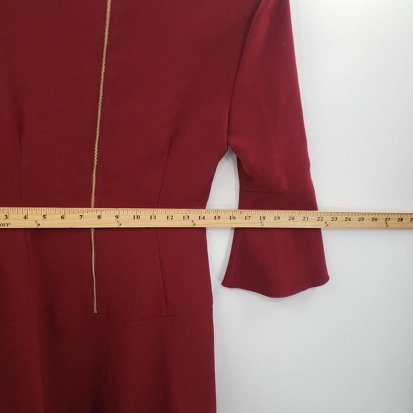 Rachel Zoe Califa Dress Womens Size 6 Burgundy Red Flared Sleeve Knit High Neck - Picture 9 of 15